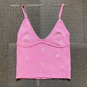 Pink floral detail tank top